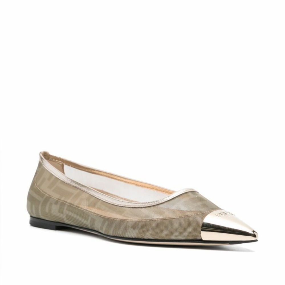 FENDI Colibri Ballerina FF
Logo Mesh Pointed Cap Toe
Ballet Flats Shoes